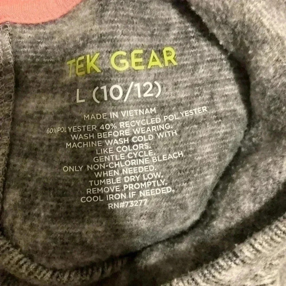 New Tek Gear Girls Gray Hooded Pullover Sweatshirt Size Large 10-12 - Picture 4 of 4